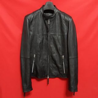 日本品牌 uniqlo型男素面百搭合身立領羊皮騎士皮衣 真皮