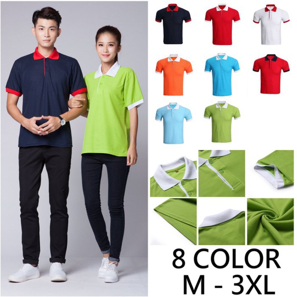 Ts 橙衣白色領 白衣紅色領 藏青衣紅色領 紅衣白色領 領口袖口配色polo衫美國棉 蝦皮購物