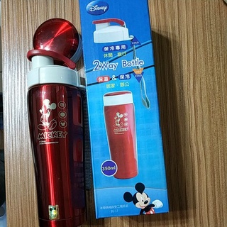 全新Disney 米奇時尚真空二用杯瓶#DS-17# 350ml#不鏽鋼真空保溫瓶#保溫&保冷#居家•辦公