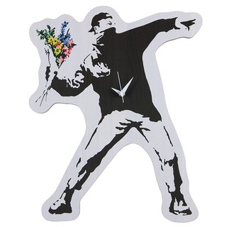 "FLOWER BOMBER" 3rd × KARIMOKU Banksy SYNC. 木頭掛鐘 Medicom Toy