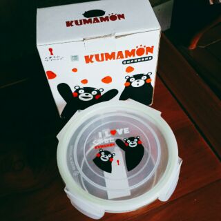 KUMAMON 熊本熊 密扣 式 玻璃 保鮮盒 圓形 700ml