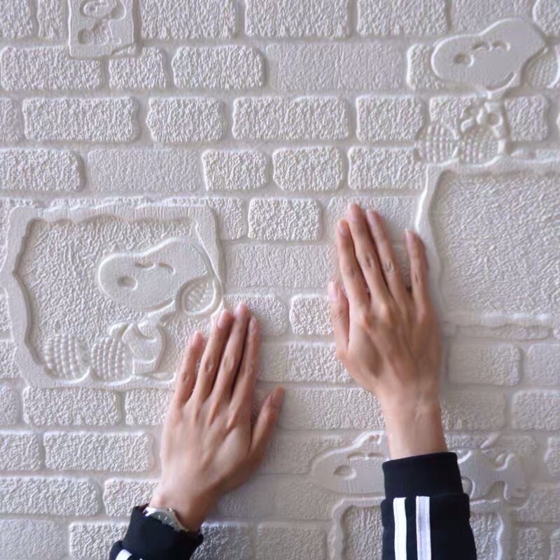 台灣熱賣史努比卡通3D立體牆紙自粘臥室背景牆網紅壁紙兒童房間牆面裝飾畫卡通防撞牆貼