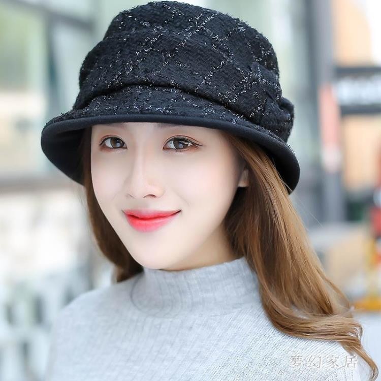 新款小沿帽子女秋冬韓版潮時尚優雅蝴蝶結卷邊貝雷帽盆帽漁夫帽秋qf 蝦皮購物