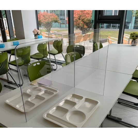現貨附統編 透明餐桌隔離板塑料有機玻璃亞克力分隔板食堂防疫防飛沫十字擋板 桌面隔離板 學生考試書桌擋板條