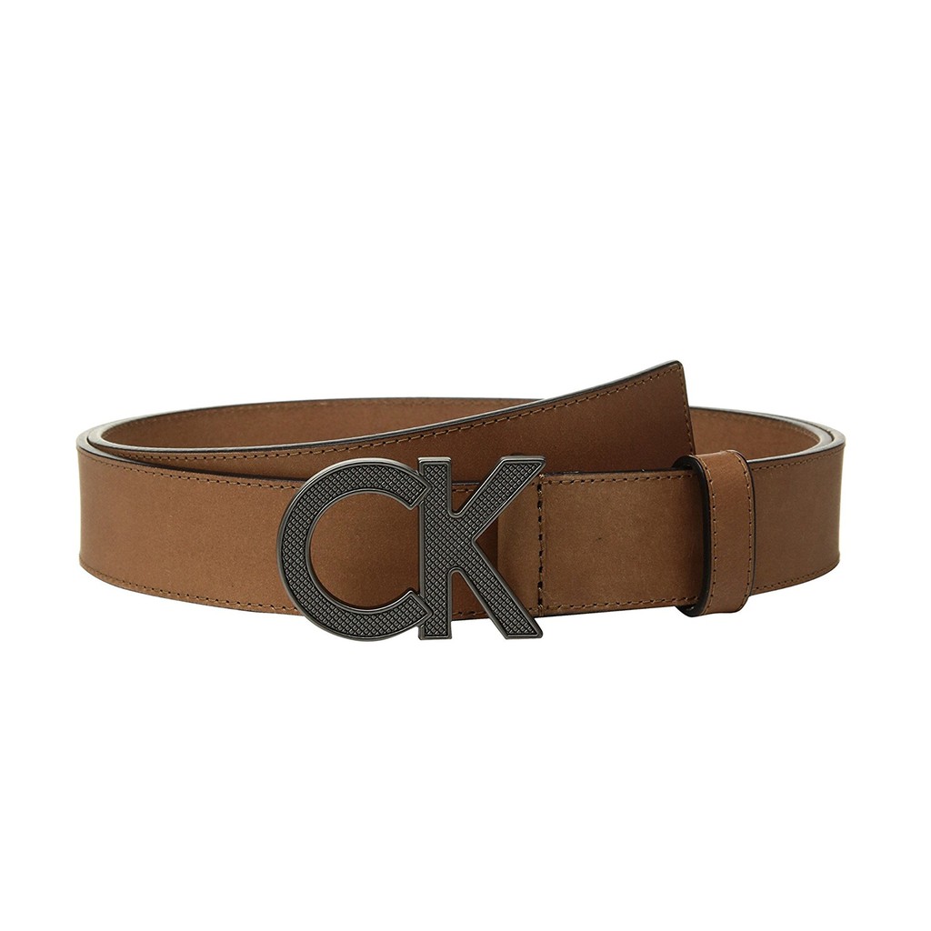 美國百分百【全新真品】Calvin Klein CK 男款 皮革 皮帶 棕色 logo 大尺碼 32-38腰 J115
