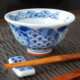 日本製 美濃燒 岐阜縣 祥瑞 ソギ茶碗／藍凜堂 飯碗／茶碗 陶瓷器皿 碗盤