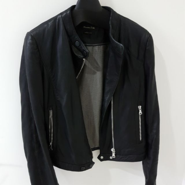 Massimo Dutti 黑色小羊皮皮衣外套XS號