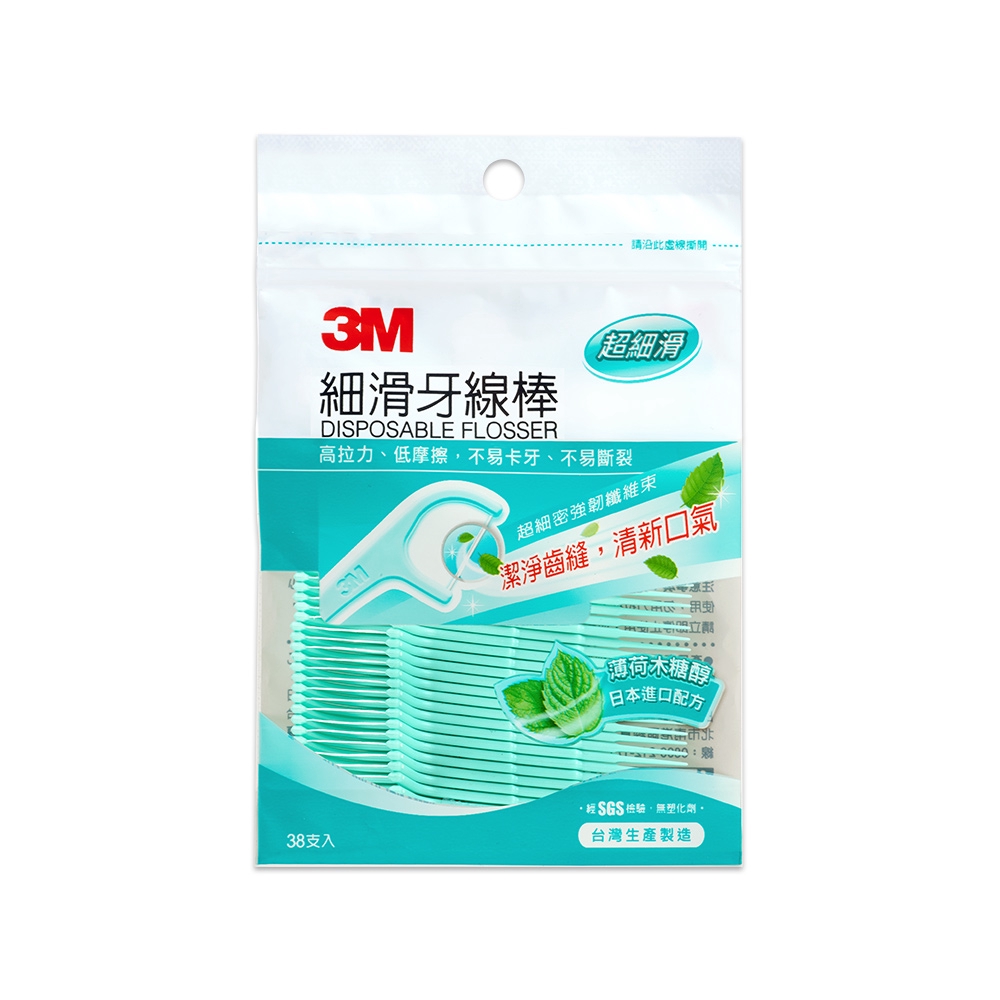 3M 細滑牙線棒-薄荷木糖醇,114支入 (38支x 3入)