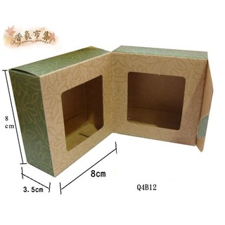 《香氛市集》Q4B12包材-開窗綠花紙盒(12個)