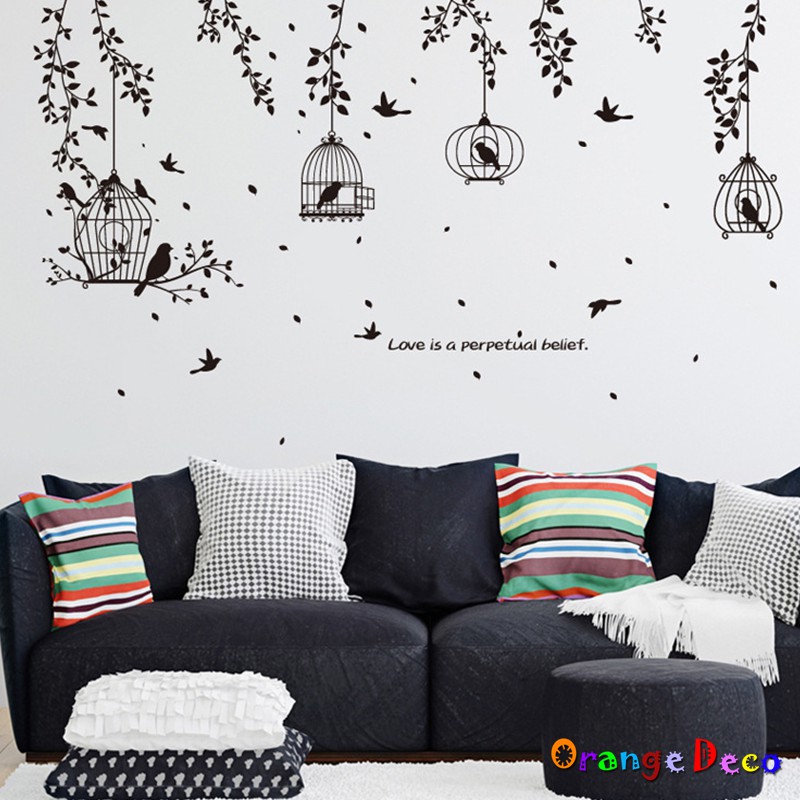 【橘果設計】鳥籠剪影 壁貼 牆貼 壁紙 DIY組合裝飾佈置