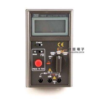 【祥昌電子】泰仕 TES-1600 數位式絕緣測試器 高阻計2000mΩ 數位 接地 電阻計 高阻 低阻 歐姆 自動關機