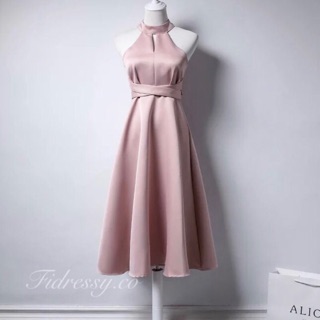 𝓕𝓲𝓭𝓻𝓮𝓼𝓼𝔂✨5色💕訂製重磅緞面禮服 婚禮洋裝 伴娘禮服 結婚登記 形象照 輕婚紗 小禮服廣告主持粉色洋裝喜酒謝師宴