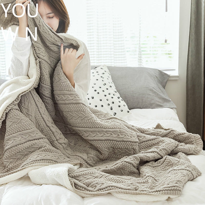 出口韓國 秋冬加絨毛線毯 羊羔絨毯子保暖午睡毯加厚保暖現貨針織毛毯蓋毯絨毯純手工 蝦皮購物