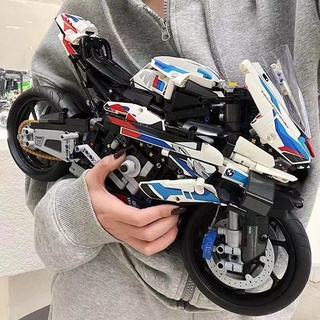 積木 益智玩具 積木玩具 diy 寶馬M1000RR 摩托車 大型模型 高難度積木 男生禮物 積木玩具 益智玩具 積木
