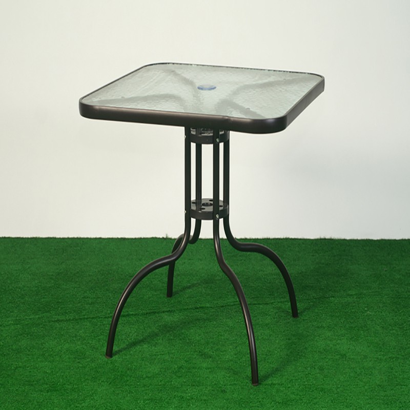 【FU36-2】 80cm半鋁玻璃方桌(咖啡/黑/綠/白)  A47A08
