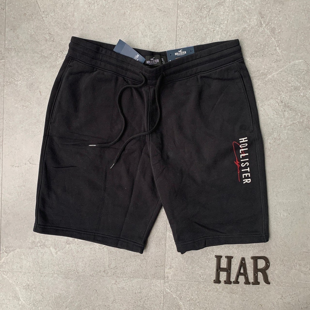 [海鹿馬] Hollister 海鷗 短褲 棉褲 棉短褲 刺繡海鷗 logo 草寫黑色