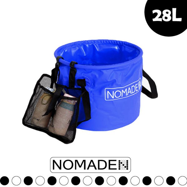 【NOMADE 28L 摺疊布水桶《藍》】N6585/攜帶型水桶/洗菜桶/洗衣桶/戶外/露營/悠遊山水