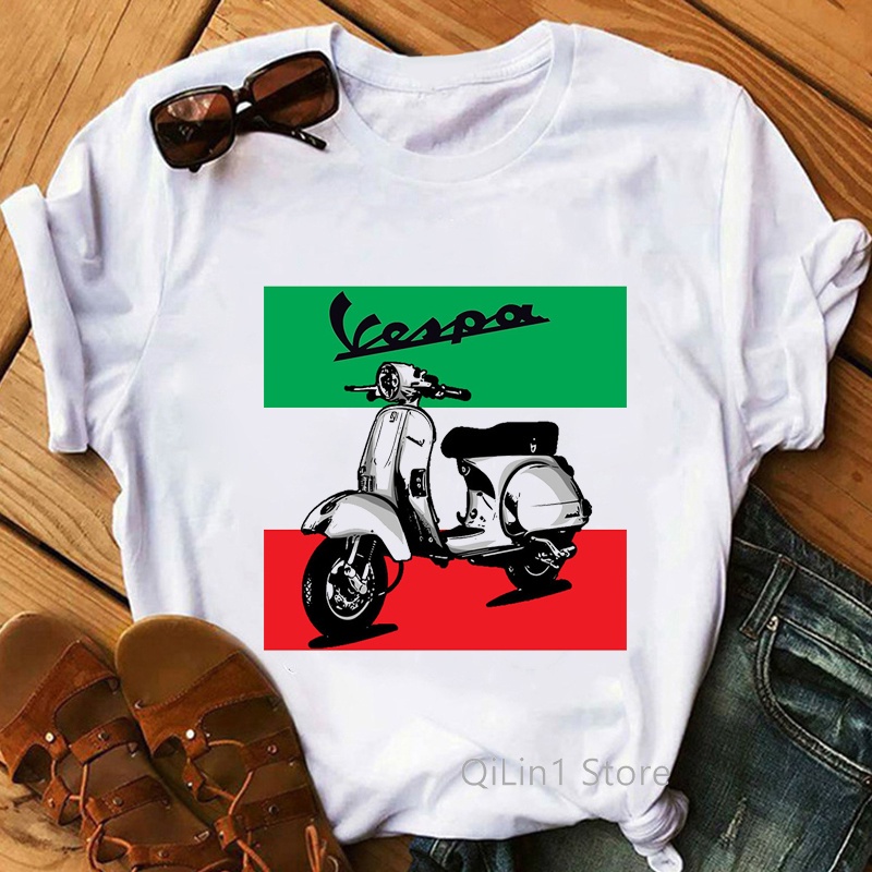 2022 復古羅馬假期奧黛麗赫本 Vespa 踏板車 T 卹女性上衣女 T 卹女士圖形 T 卹