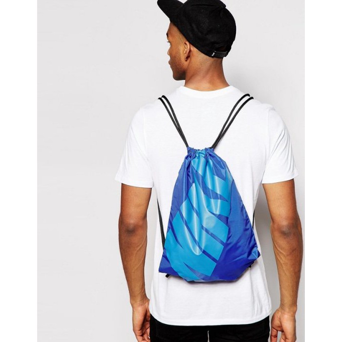【現貨在台】NIKE LOGO 藍色圖騰 抽繩束口袋 束口包 束口袋 後背包 瑜珈包 健身運動 適宜