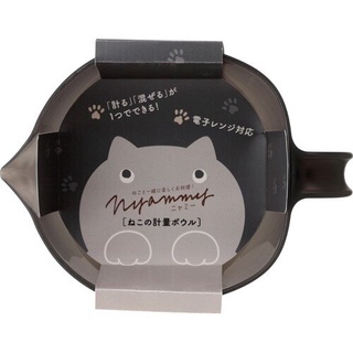 現貨日本製KAI貝印ニャミーNyammy黑色貓咪造型耐熱可微波料理量杯量勺計量盆900ml最大1L DF4700