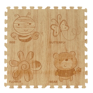 【PMU必美優】 EVA仿木紋卡通小巧拚地墊4片組 超商取貨 臺灣製造 EVA Wooden Design Mat