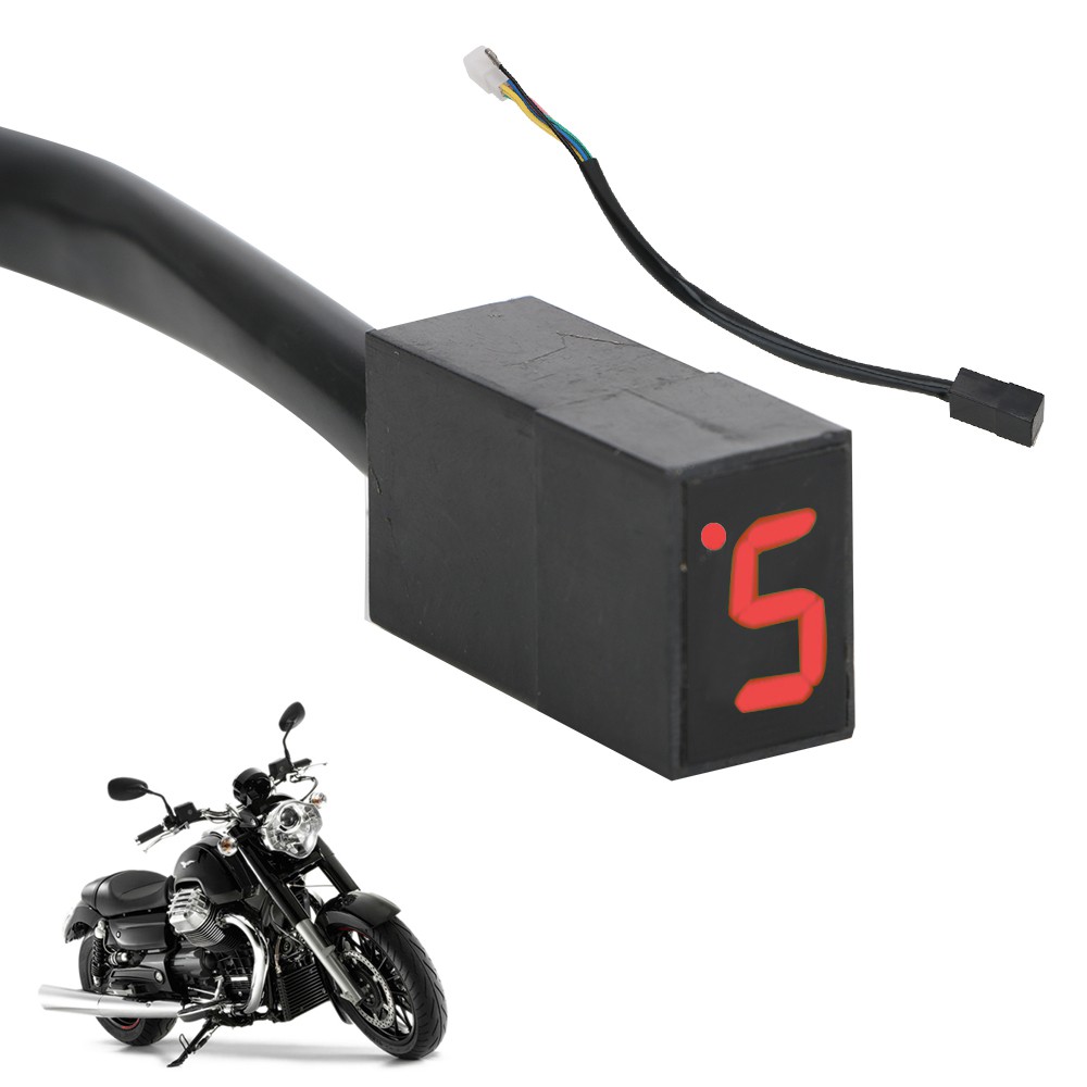 1pc 5 齒輪黑色通用摩托車數字顯示 Led 越野越野摩托車中性齒輪指示器監視器摩托車變速桿傳感器