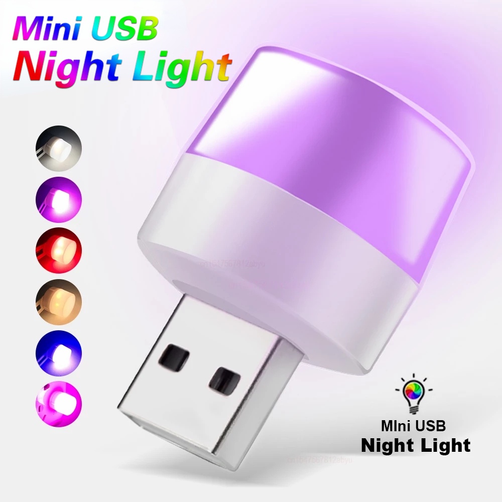 1pc 迷你便攜式 USB 插頭燈電腦移動電源充電 USB 小夜燈 LED 護眼閱讀燈