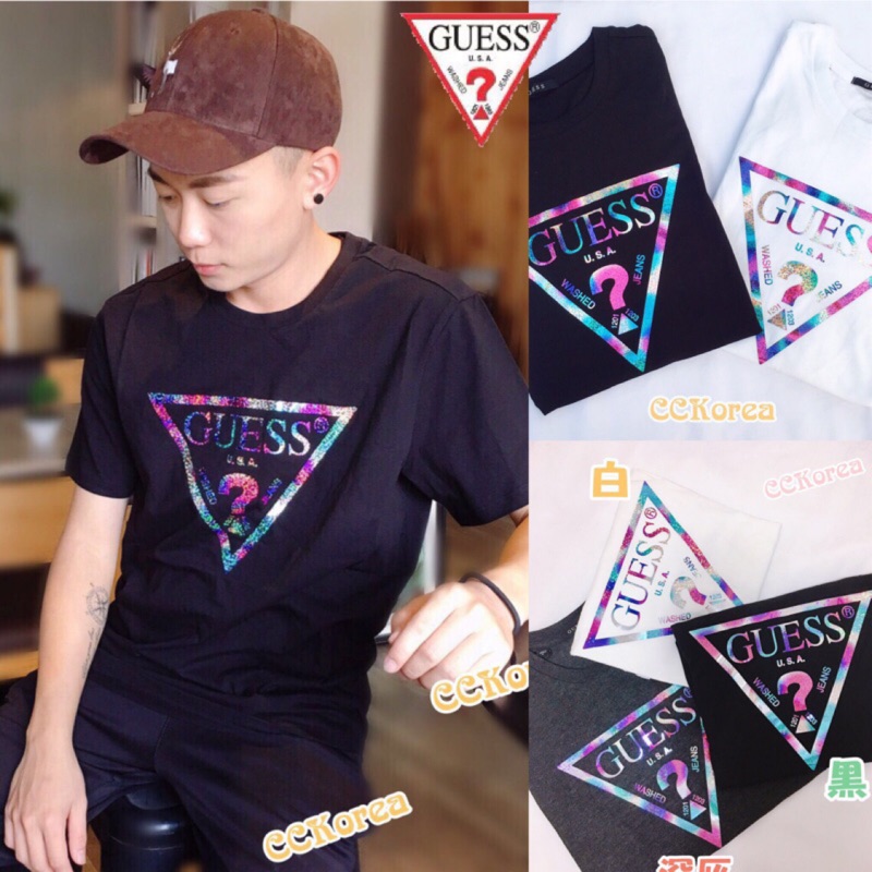 Guess 韓國 星空款 Guess 上衣guess 短t 男款男女款 蝦皮購物