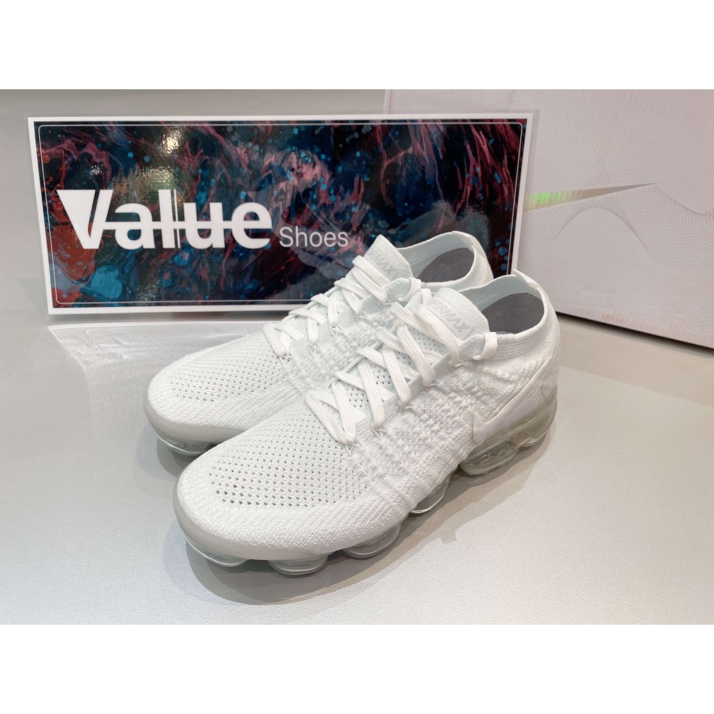 《Value》NIKE VAPORMAX 白色 全白 氣墊 編織 襪套 輕量 透氣 慢跑鞋 男女 942842-100