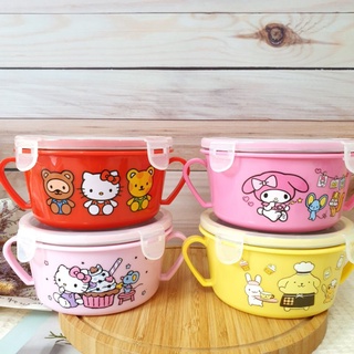正版現貨🍎Hello Kitty 304不鏽鋼餐碗 雙耳隔熱碗 美樂蒂 不鏽鋼碗 三色碗 布丁狗 臺灣製 兒童餐碗 餐碗