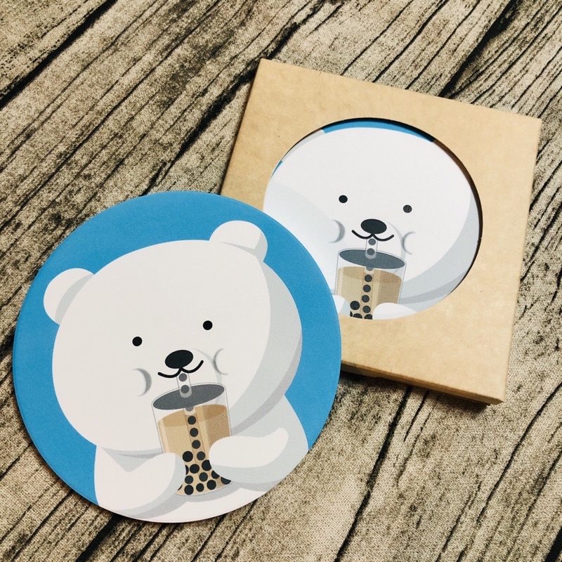 北熊 白熊 北極熊  Polar bear 陶瓷 杯墊 喝珍奶