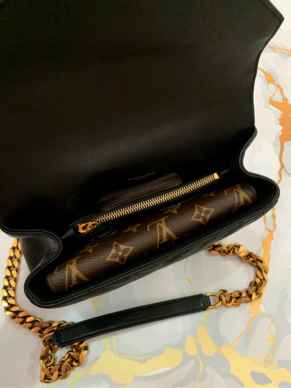 台南ysl 正品近全新二手學院包college 聖羅蘭鏈包鍊包包包包側背包斜背包黑金woc 蝦皮購物