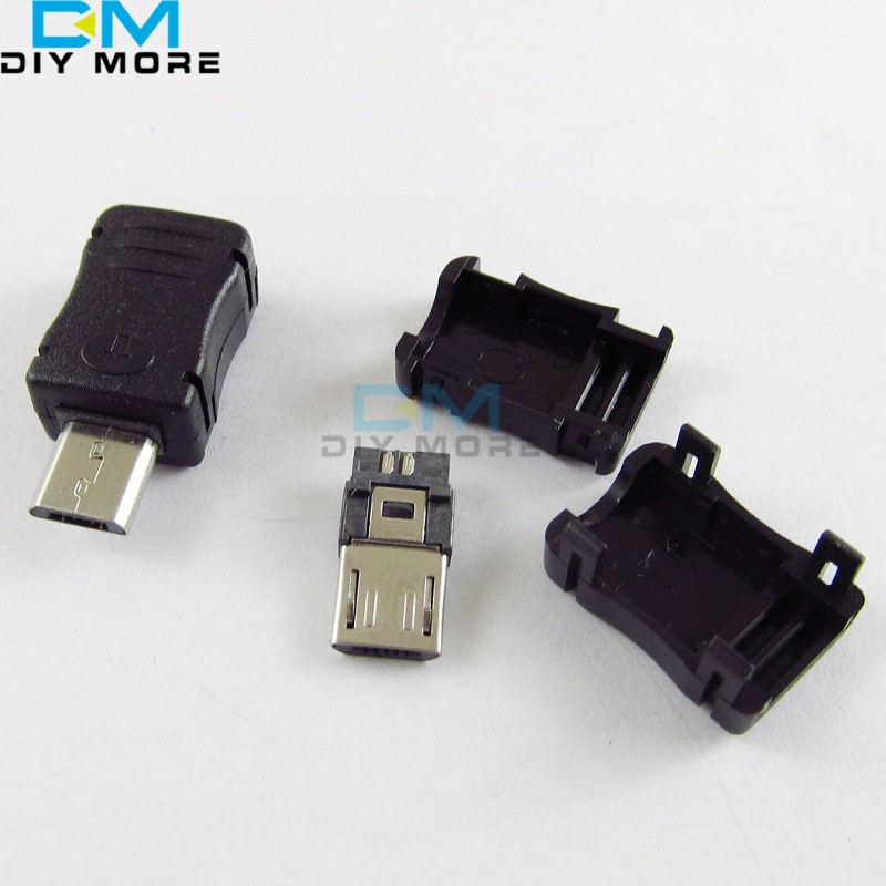 10pcs DIY Micro USB 5 針 T 端口公插頭插座連接器和塑料蓋