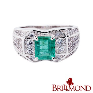 【BRILLMOND】祖母綠1克拉豪華璀璨戒(1克拉主石 925銀臺)