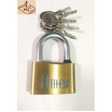 [小金空間屋] Amex牌 高級銅鎖 同.亂號(十字鎖) 60mm 鉤厚10mm銅掛鎖 掛鎖 門鎖 鎖 5支匙