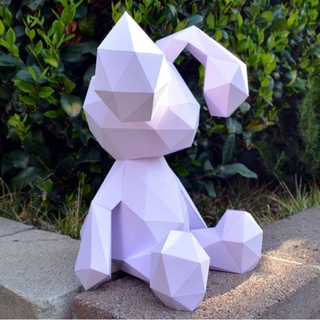 PC-004 小兔子可愛檯燈3d紙模型DIY幾合紙模型手工紙模擺件幾何摺紙立體構成檯燈