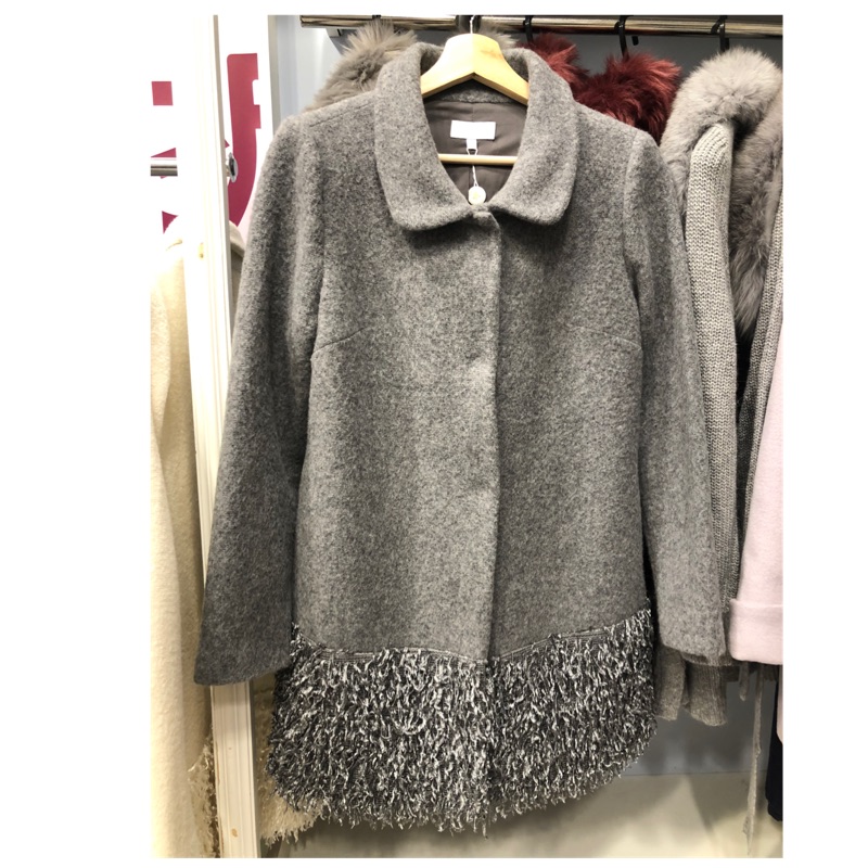《IRIS》灰色拼接羊毛大衣