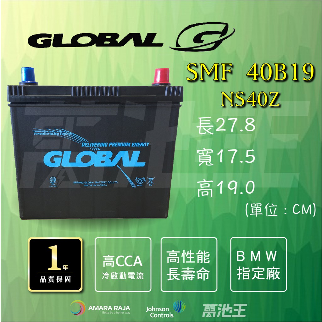 GLOBAL SMF 40B19】火速出貨GLOBAL 汽車電池40B19L 40B19R | 蝦皮購物