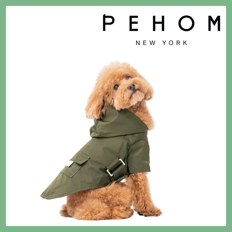 【🐶 實體店面可試穿🐱】🔥美國紐約寵物服飾 PEHOM 可調節式防潑水雨衣-軍綠色 狗雨衣 狗衣服 狗外套 狗外出