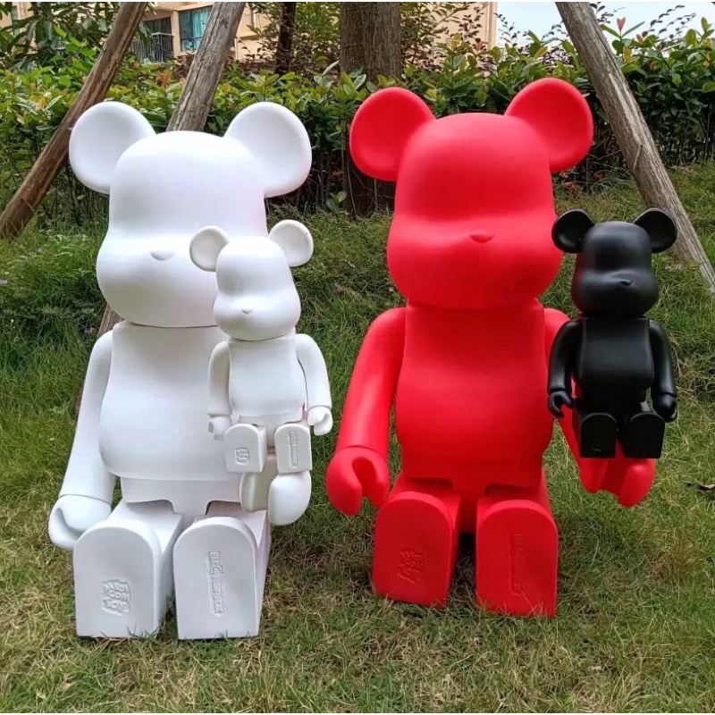 公仔迷妹 bearbrick1000%暴力熊積木熊潮玩大號擺件塗鴉模型手辦玩偶送生日禮物素體