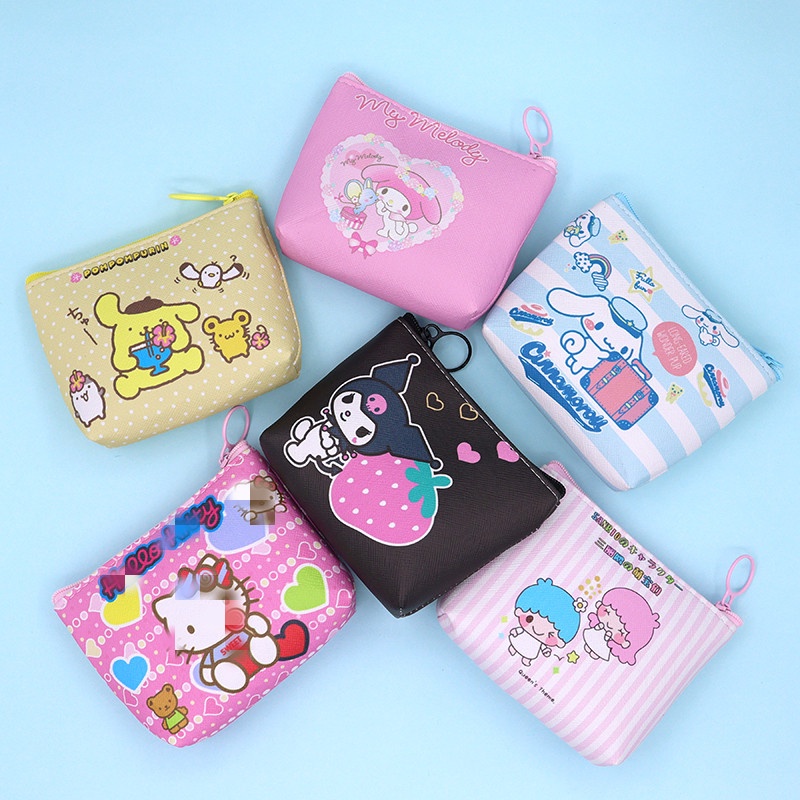 三麗鷗零錢包PU大耳狗庫洛米拉鍊零錢包美樂蒂Hellokitty硬幣包布丁狗收納包交換禮物
