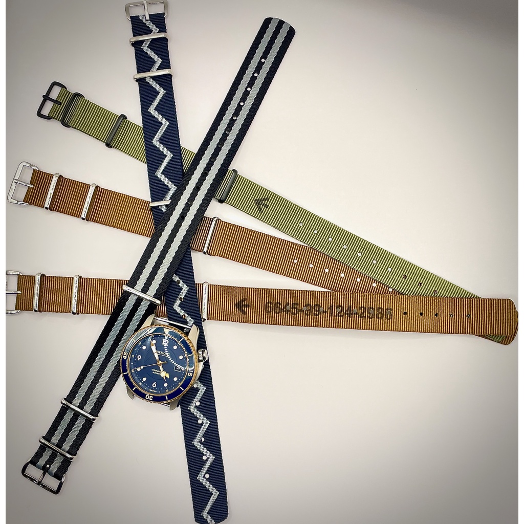 UK CWC NATO ZIGZAG WATCH STRAP 20mm 深藍 淺藍閃電 錶帶