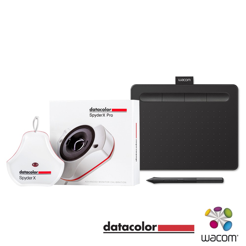 Wacom Intuos Basic 繪圖版 + Datacolor SpyderX Pro 螢幕校正器 套組 公司貨