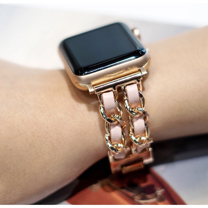 生活旅程】編織雙鍊 皮革搭配 Apple Watch 錶帶 applewatch 錶帶 編織帶 編織皮革帶