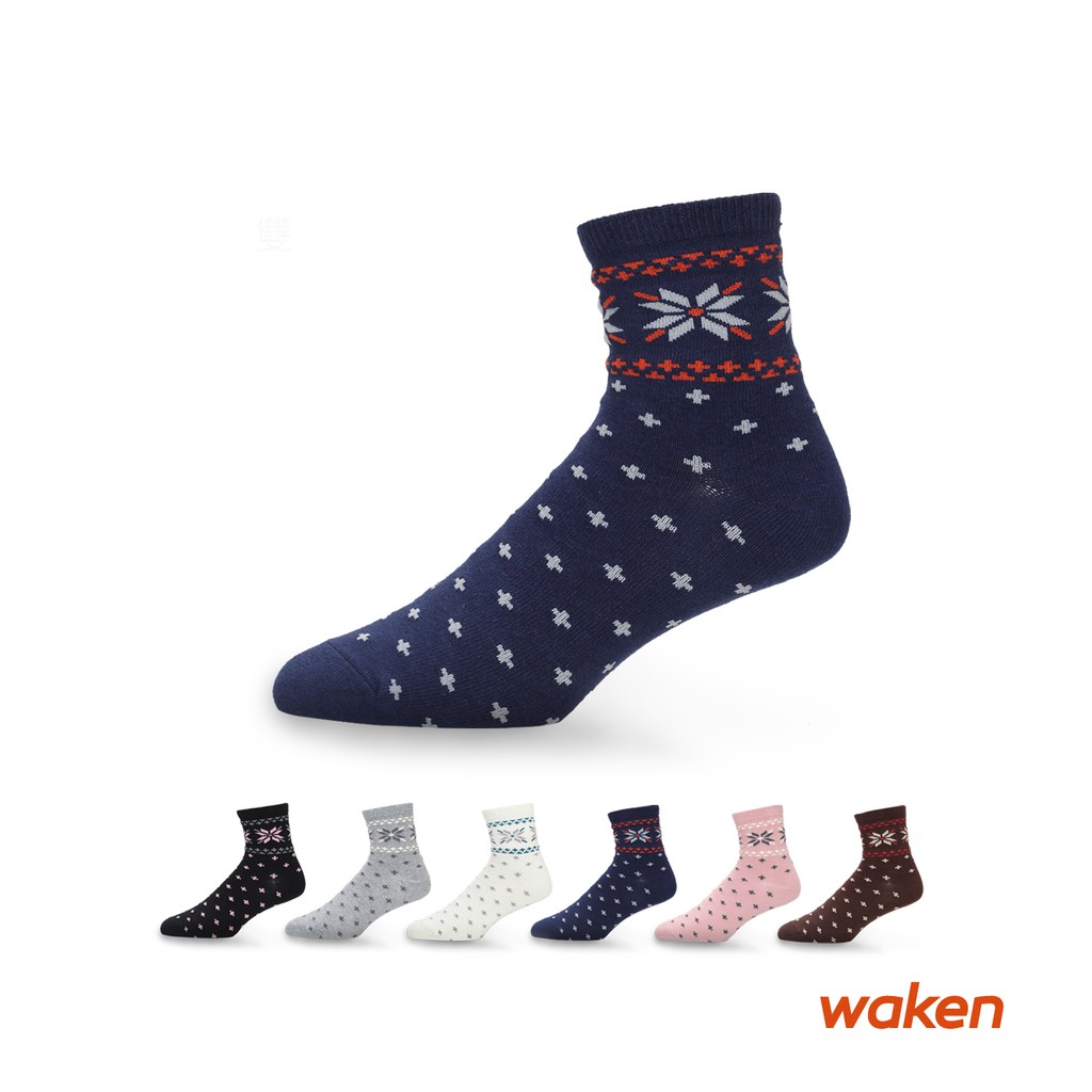 【waken】精梳棉柔棉雪花短襪 1雙組 / 襪子 女襪 威肯棉襪