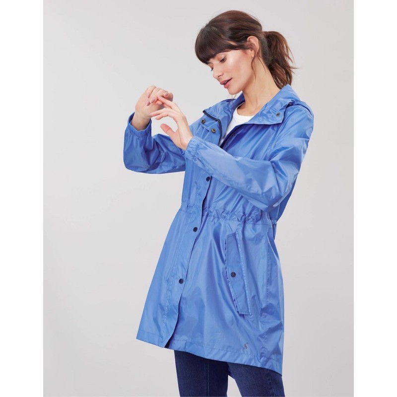 Miolla 英國品牌Joules 藍色防風防水薄款收腰好收納中長款外套