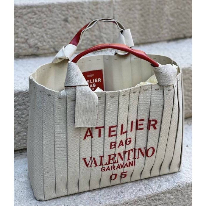 Valentino Atelier 05 Plisse 帆布購物包