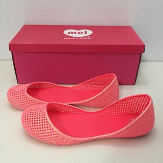 《現貨》MELISSA MEL AMORA SP AD 女生 包鞋 巴西尺寸36，37 網狀格子 透氣娃娃鞋-炫彩亮粉紅
