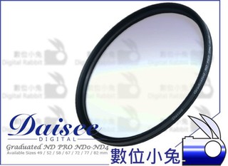 數位小兔【Daisee Graduated ND PRO 減光鏡 52mm 72mm 77mm】ND0-ND4 漸層灰色