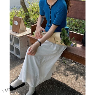 【V納斯】💋快速出貨💋氣質配色坑條針織排釦上衣 短袖上衣 針織上衣 外套 上班外套